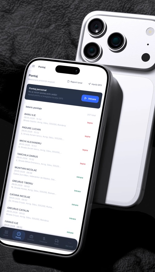Pontaj GPS — Aplicație mobilă, proiect realizat de DATABYTE